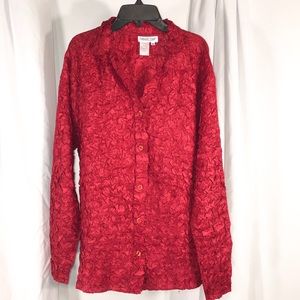 Coldwater Creek Red Long Tunic Blouse, Size M
